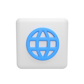 Internet 3d icon model cartoon style concept. render illustration png