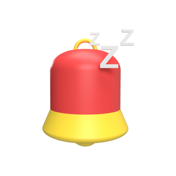 Bell with icon zzz 3d icon model cartoon style concept. render illustration png