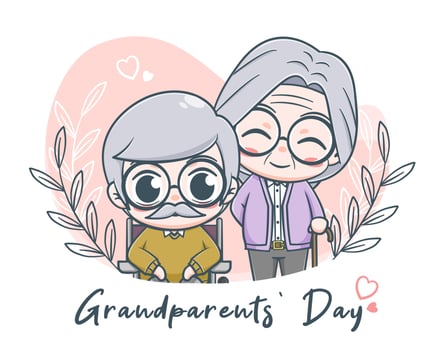 Grandparents day cartoon illustration vector