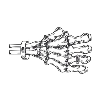 skeleton daddy hand fist bump line art vintage tattoo for Fathers Day.vector illustration. vector