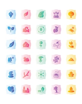 Nature Icon Set 30 isolated on white background vector