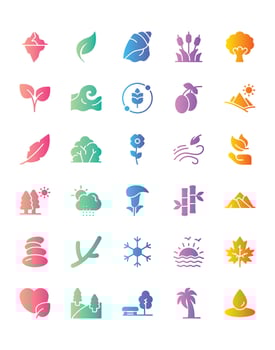 Nature Icon Set 30 isolated on white background vector
