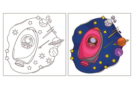 Hand drawn cute space coloring page 9 vector