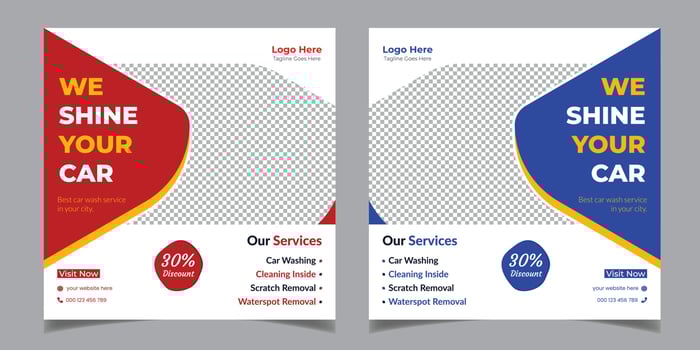 Car Washing Service Business Square Flyer Social Media Post Template Design vector