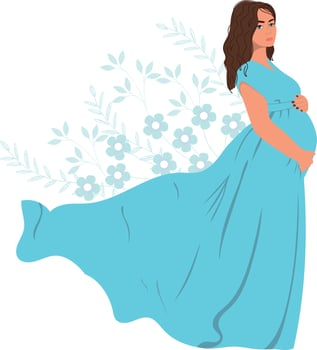 Pregnant woman in elegance dress vector
