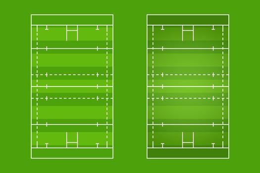 Rugby court flat design, Rugger field graphic illustration, Vector of rugby court and layout.