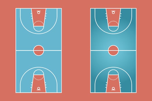 Basketball field flat design, Sport field graphic illustration, Vector of basketball court and layout.