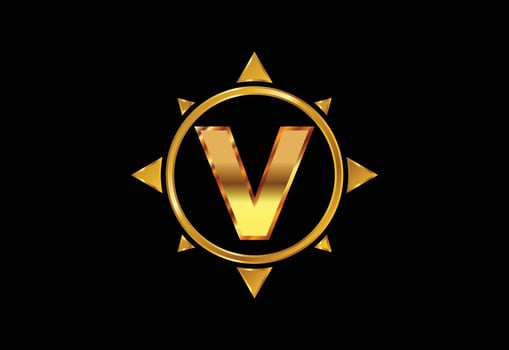 Initial V monogram letter alphabet in a compass. Compass logo sign symbol. Vector logo design