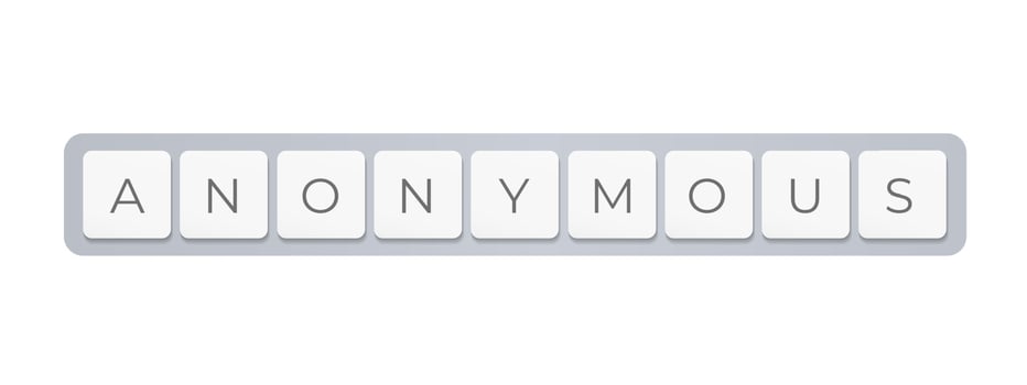 Anonymous on keyboard buttons, creative headline for poster or hacker attack graphic, vector illustration.