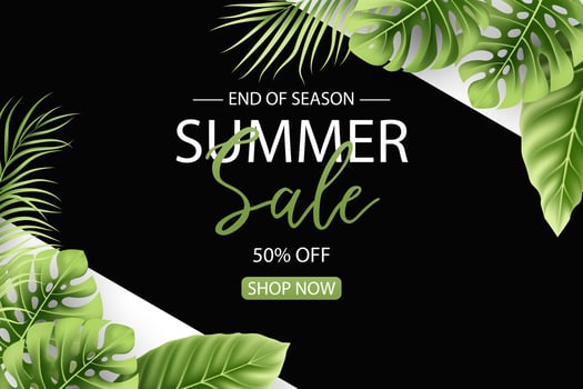 Summer sale tropical banner template design vector