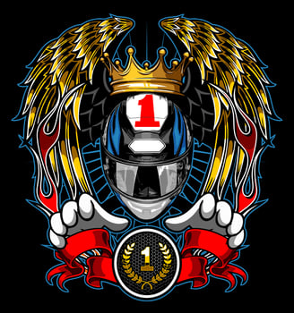 crowned helmet with flapping ... vector