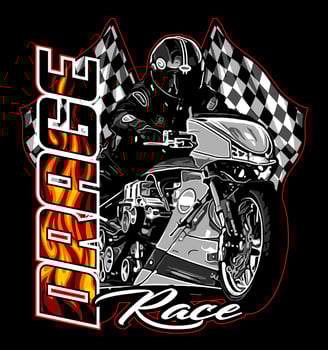 dragrace rider with checkered flag vector