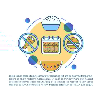 Diet article page vector template. Vegetarian lifestyle brochure, magazine, booklet design element with linear icons and text boxes. Print design. Concept illustrations with text space