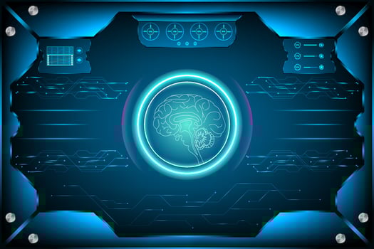 Futuristic Interface artificial intelligence. brain scan in HUD technology concept. illustration vector design