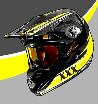 a black and yellow motor cross helemet pattern vector