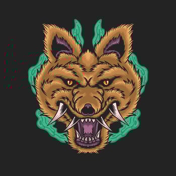Angry wolf with sharp teeth illustration vector