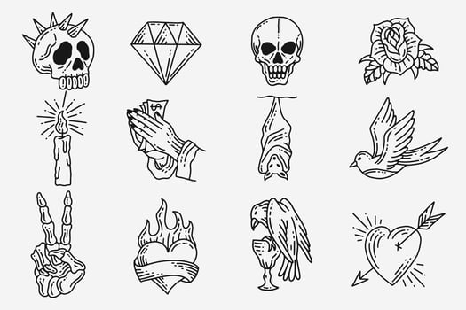 Set Collection Mystical Celestial Clipart Symbol space doodle Esoteric elements vintage illustration vector