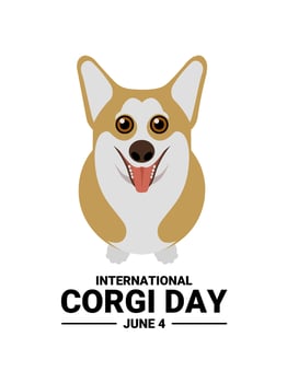 Cute cartoon character of corgi dog, as a banner or poster, International Corgi Day. vector