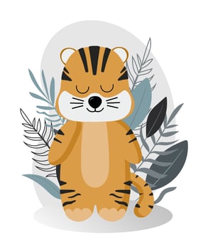 Cute cartoon character tiger cub, childrens illustration with funny animal for things, design, room decoration, print, poster vector