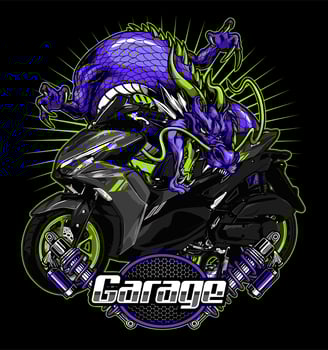 sport scooter on purple dragon vector