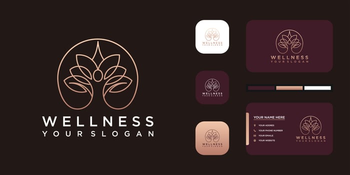 yoga and wellness logo with creative line art. vector