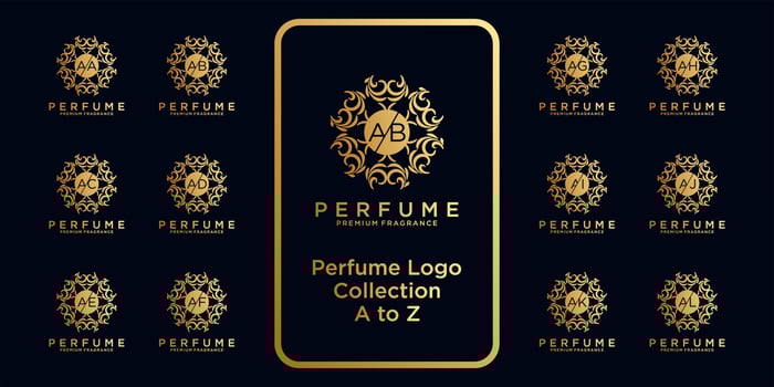 luxury perfume logo collection with initial concept. vector