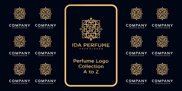 luxury perfume logo collection with initial concept. vector
