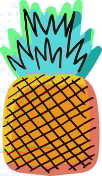 Natural pineapple hand drawn vector illustration
