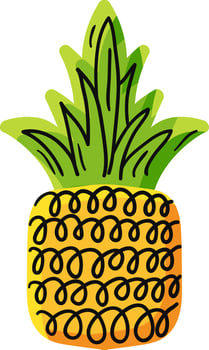 Natural pineapple hand drawn vector illustration