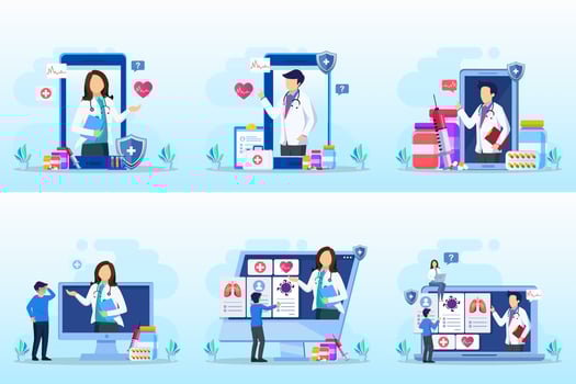 Online doctor vector illustration concept. Online medical consultation and support online