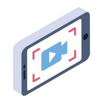 Modern technology, isometric icon of video recording vector