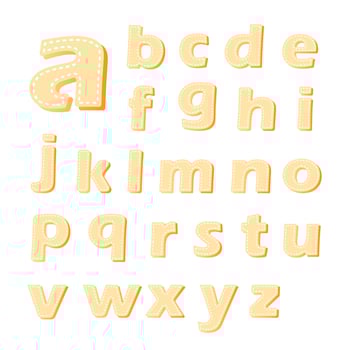 cartoon typographic design art lowercase alphabet collection vector