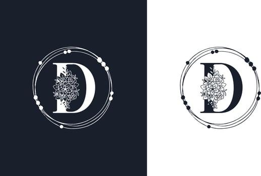Letter D Minimalist Floral logo design template vector