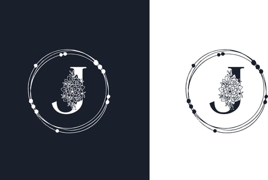 Letter J Minimalist Floral logo design template vector