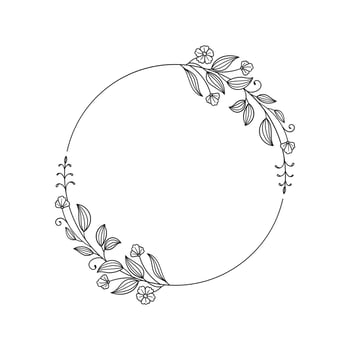 Hand drawn floral wreath circle frame vector