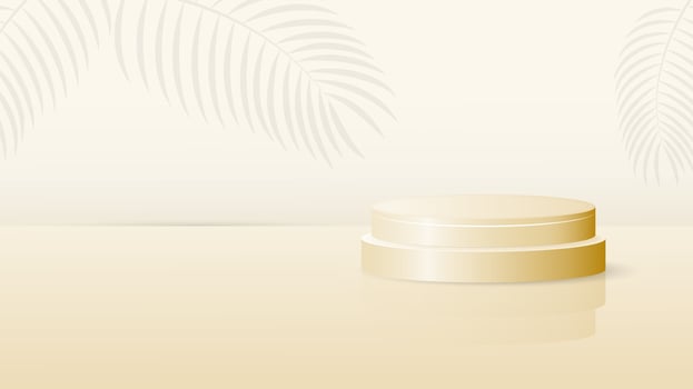 Gold Podium design in golden background with tropical leaf design vector