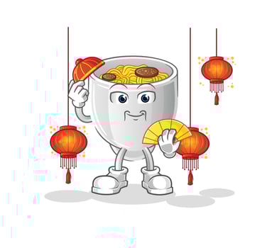 noodle bowl vactor mascot vector