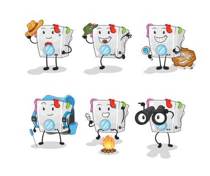 washing machine cartoon mascot vector