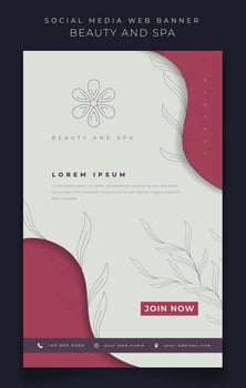 Portrait banner design with leaf background for beauty and spa template design vector