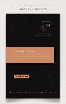 Portrait Banner template in black background for spa and beauty care advertisement design vector