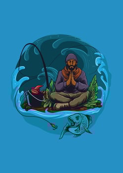 Print fisherman illustration vector