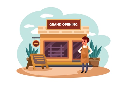 Open Store flat Illustration concept vector