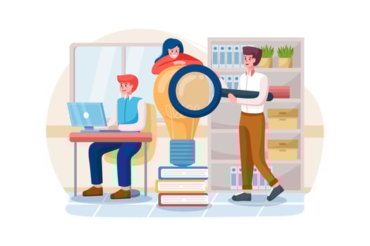 Business teamwork concept. Team searching for new ideas solutions. vector