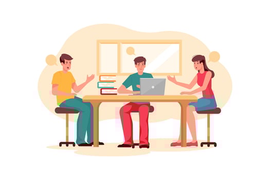 Startup company team meeting in the office vector