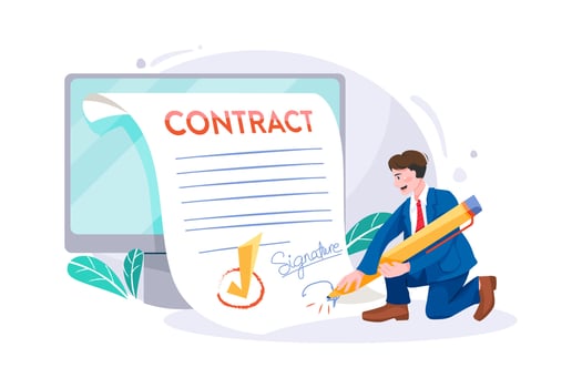 Business people sign an official paper vector
