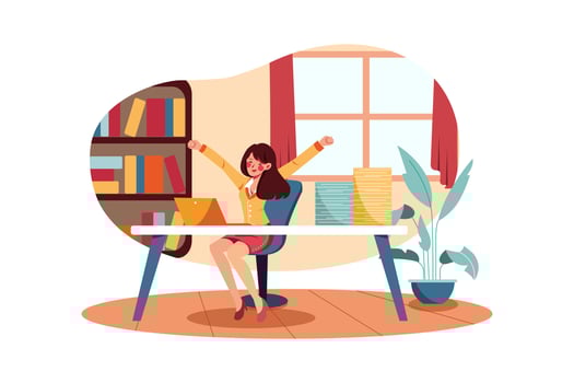Businesswomen finished her tasks vector