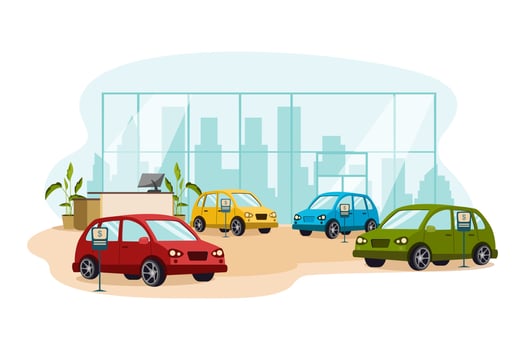 Cars Dealership center showroom interior vector