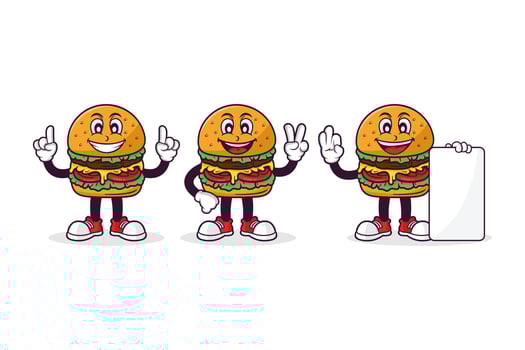 Burger cartoon character vector design collection