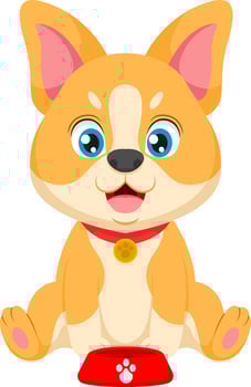 Cute corgi dog cartoon with empty food bowl vector