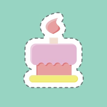 Sticker line cut Birthday Cake. suitable for Bakery symbol. simple design editable. design template vector. simple illustration vector